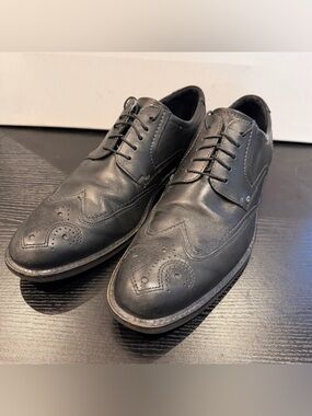 Ecco Men’s Black Leather Brogue Dress Shoes Sz EU 44 US 10.5